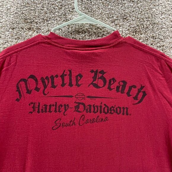 Harley Davidson Motorcycles Shirt Mens Extra Large Red Myrtle Beach SC Hanes VTG - Picture 7 of 10